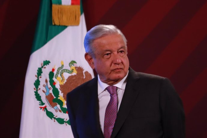 May 17, 2023, Mexico City, Mexico: President of Mexico, Andres Manuel Lopez Obrador, speaks during the morning news conference in front of reporters at the national palace on May 17, 2023 in Mexico City, Mexico.
