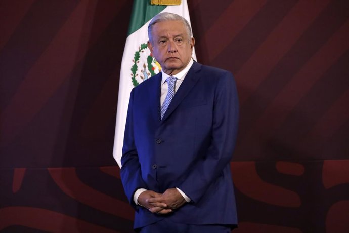 May 18, 2023, Mexico City, Mexico City, Mexico: May 18, 2023, Mexico City, Mexico: Mexican President Andres Manuel Lopez Obrador at the daily morning conference at the National Palace in Mexico City, Mexico. on May 18, 2023 in Mexico City, Mexico (Photo