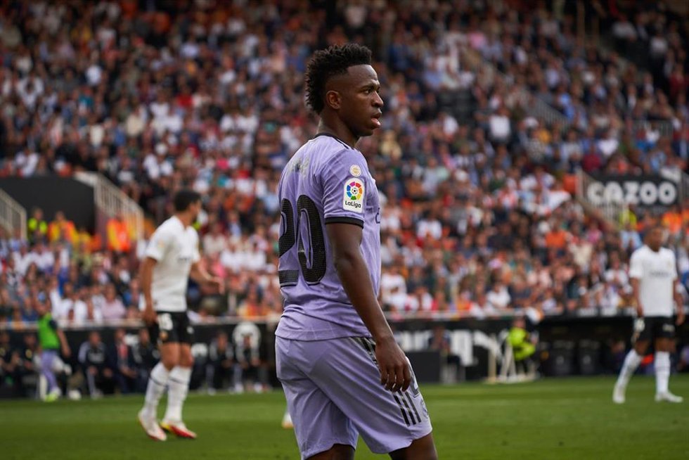Imagen del jugador del Real Madrid Vinicius en el partido con el Valencia CF el pasado domingo en Mestalla.