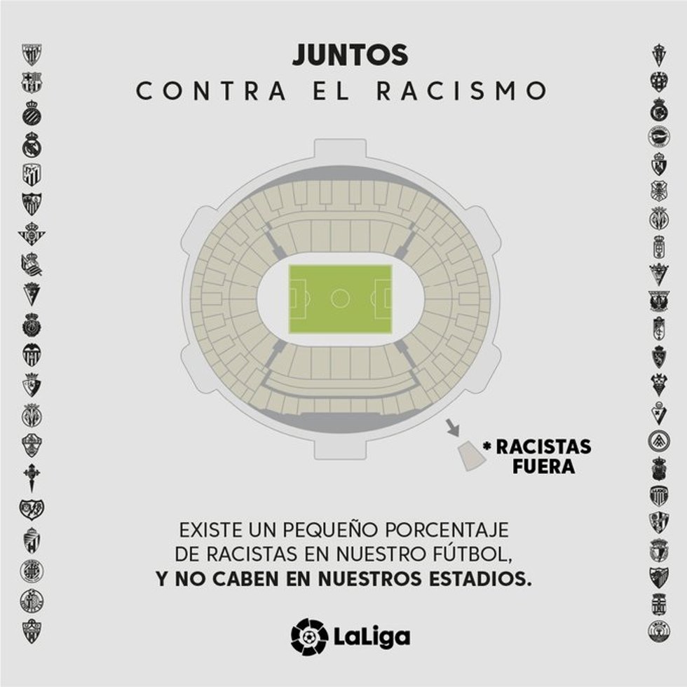 RFEF y LaLiga lanzan la campaña de concienciación 'Juntos contra el Racismo'.