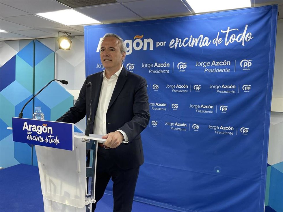 El presidente del PP Aragón y candidato a la Presidencia del Gobierno de Aragón, Jorge Azcón.