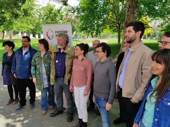 El diputado de Unidas Podemos en el Congreso y coordinador de Alianza Verde, Juantxo López de Uralde, en un acto con candidatos de Contigo Navarra.
