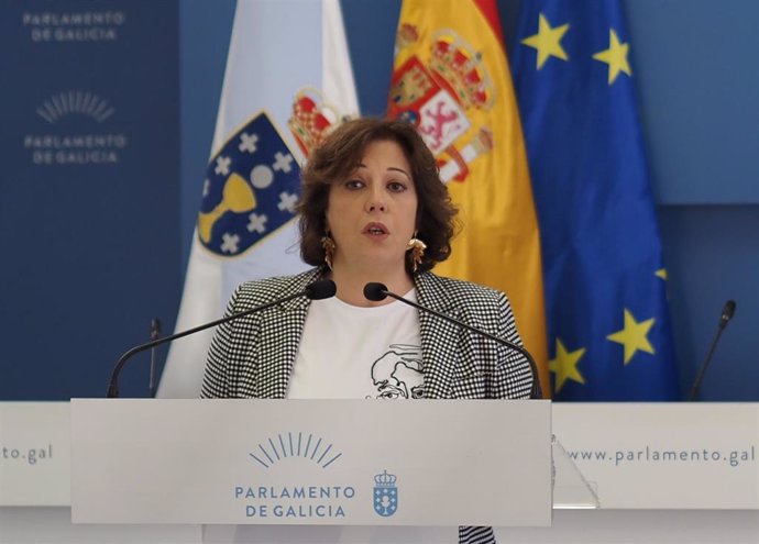 La viceportavoz parlamentaria del PSdeG, Begoña Rodríguez Rumbo, en rueda de prensa