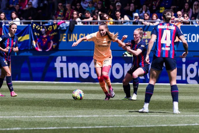 Archivo - Irene Guerrero of Atletico de Madrid Femenino in action during the Liga F match between FC Barcelona and Atletico de Madrid  at Johan Cruyff Stadium on April 15, 2023 in Barcelona, Spain.