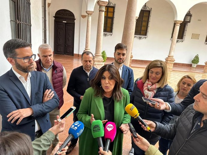 Ángeles Férriz, portavoz del PSOE-A en el Parlamento andaluz, en rueda de prensa