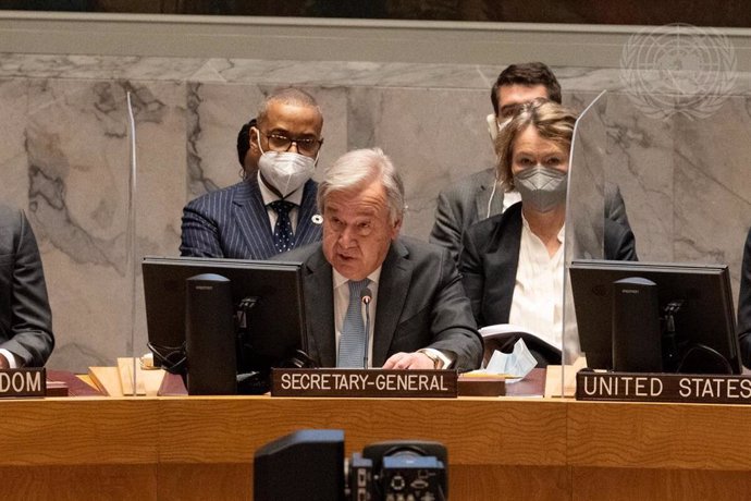 Archivo - El secretario general de la ONU, António Guterres, ante el Consejo de Seguridad de Naciones Unidas 