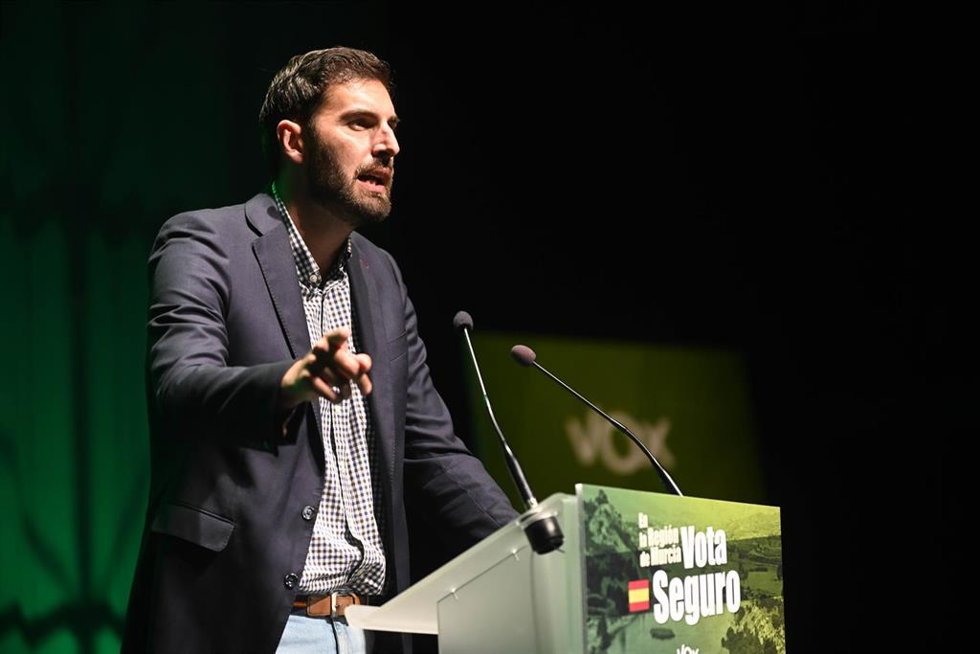 El candidato de VOX a la Presidencia de la Comunidad, José Ángel Antelo en Cartagena