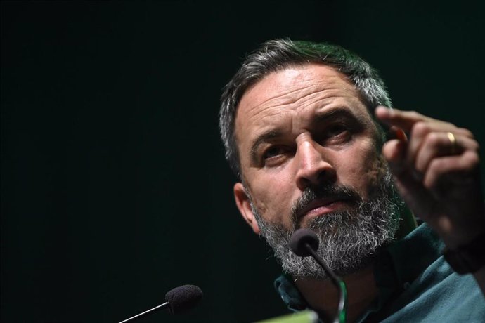 El líder de Vox, Santiago Abascal, en un acto de campaña