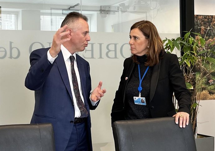 La consejera de Presidencia, Interior, Justicia y Acción Exterior, Paula Fernández, mantiene un encuentro con el director de Saint Gobain PAM, Javier Fernández Campal