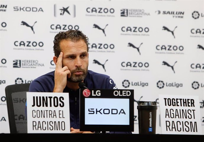 Ruben Baraja, head coach of Valencia CF, attends his press conference at Ciutat Esportiva de Paterna on May 24, 2023 in Paterna, Valencia, Spain.