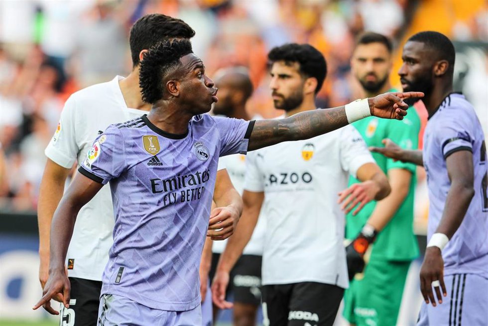 Imagen del jugador del Real Madrid Vinicius durante el partido del pasado domingo con el Valencia CF en Mestalla. 