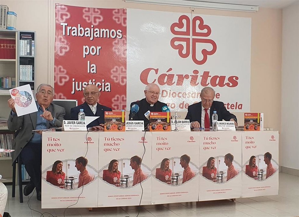 La organización católica Cáritas Diocesana de Santiago de Compostela ha presentado este miércoles la memoria del año 2022, donde han destacado la nueva problemática que padece la diócesis con las "camas calientes" y los "pisos pateras"