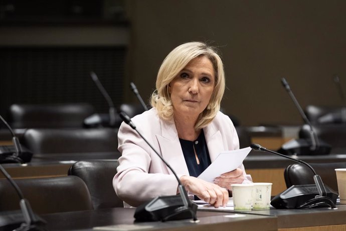 May 24, 2023, Paris, France, France: National Assembly parliamentary group President for the French far right Rassemblement National (RN) party Marine Le Pen waits the start of the hearing by the investigative committee into foreign interference at the 