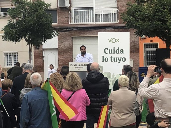 El secretario general de Vox en Catalunya, Ignacio Garriga, en un acto del partido en Sabadell