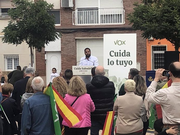 El secretari general de Vox a Catalunya, Ignacio Garriga, en un acte del partit a Sabadell