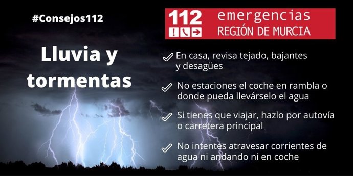 Consejo ante la previsión de lluvias y tormentas