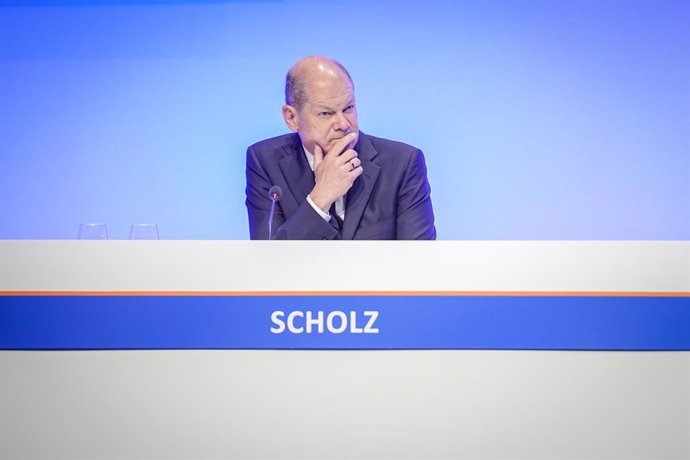 22 May 2023, Berlin: German Chancellor Olaf Scholz takes part in the Business Day 2023 "Values, Prosperity, Cohesion" of the Economic Council of the Christian Democratic Union of Germany (CDU). Photo: Kay Nietfeld/dpa
