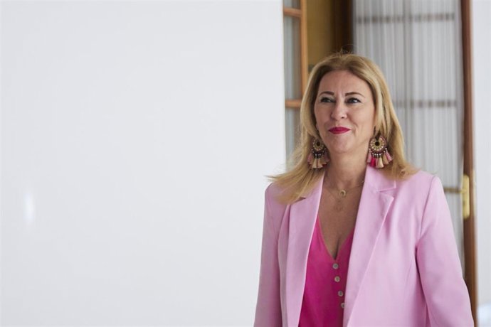 La consejera de Economía, Hacienda y Fondos Europeos, Carolina España, antes de entrar en comisión parlamentaria.