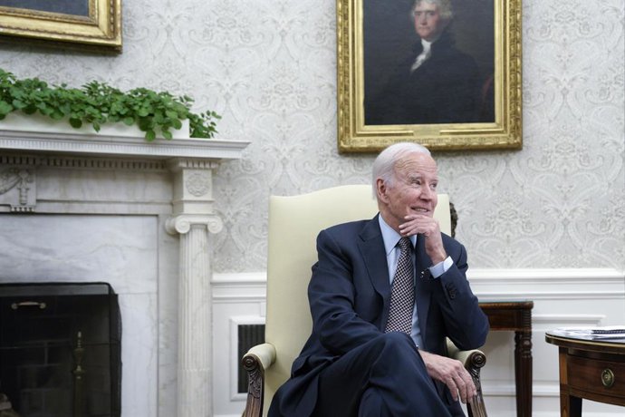 Joe Biden sits during , DC on May 22, 2023,Image: 778326602, License: Rights-managed, Restrictions: , Model Release: no, Credit line: Yuri Gripas - Pool via CNP / Zuma Press / ContactoPhoto  