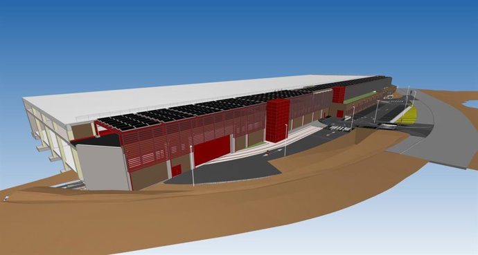 Render del taller i les cotxeres de Sant Genís (Barcelona)