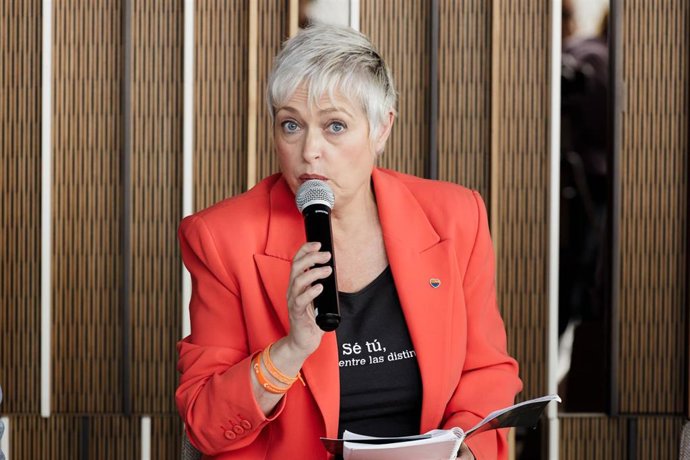 La candidata a la Alcaldía de Barcelona, Anna Grau, en un acto reciente de esta campaña