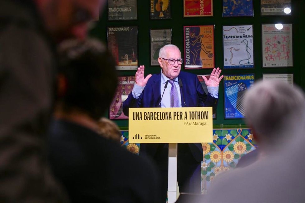 El candidato de ERC a la alcaldía de Barcelona, Ernest Maragall, en un acto en Barcelona