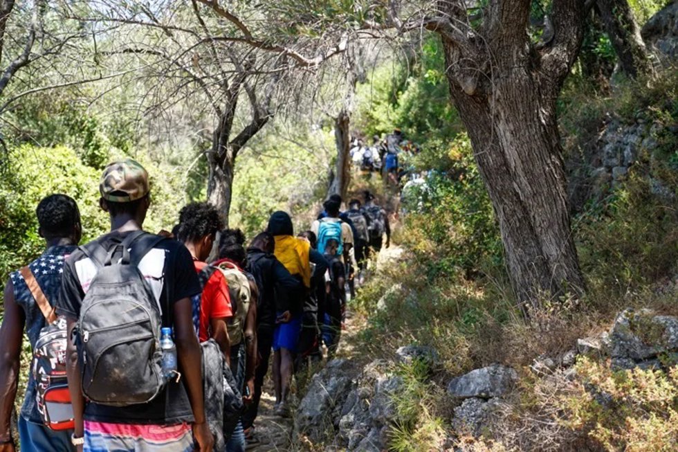 Migrantes en la isla griega de Lesbos