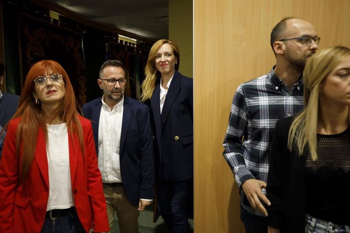 La alcaldesa y candidata a la reelección en Maracena por el PSOE, Berta Linares, a su llegada a la sala de prensa del Ayuntamiento