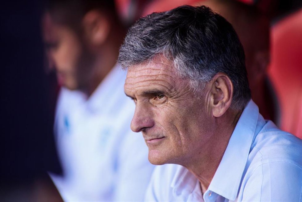 Jose Luis Mendilibar, head coach of Sevilla FC, looks on during the spanish league, La Liga Santander, football match played between Sevilla FC and RCD Espanyol de Barcelona at Ramon Sanchez Pizjuan stadium on May 4, 2023, in Sevilla, Spain.