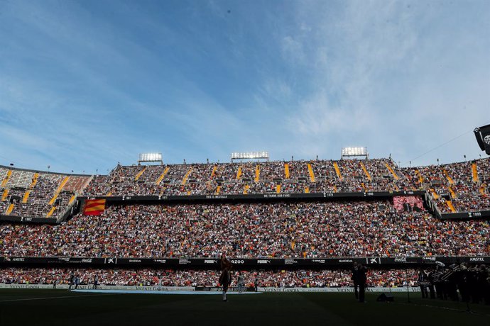 General view during the spanish league, La Liga Santander, football match played between Valencia CF and Real Madrid at Mestalla stadium on May 21, 2023, in Valencia, Spain.