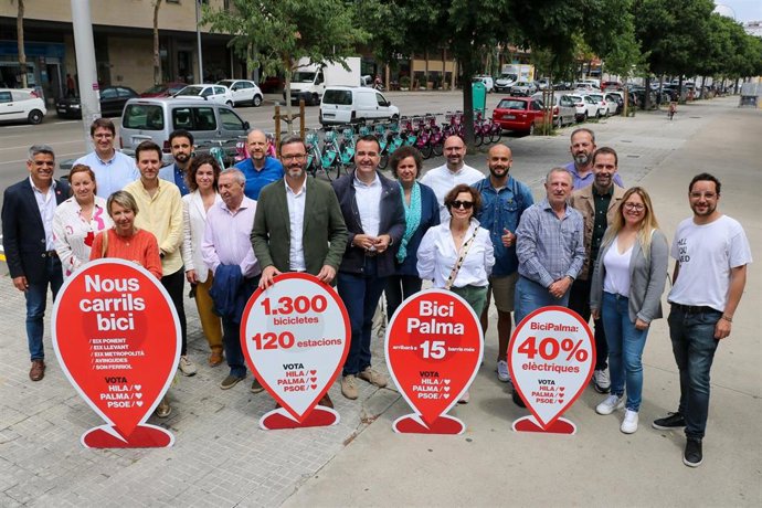 El candidato del PSOE a la alcaldía de Palma, José Hila, se compromete a ampliar el Bicipalma y la red ciclista