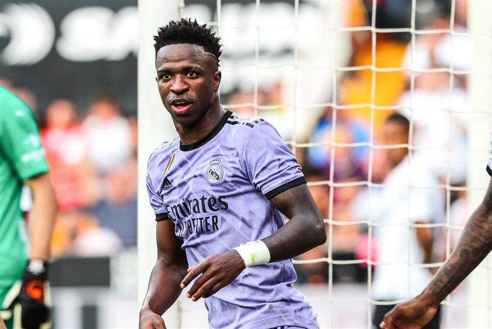 El jugador del Real Madrid Vinícius Júnior, en Mestalla. 