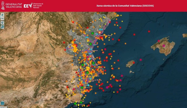L'Institut Cartogràfic activa un visor amb els terratrèmols detectats per la Xarxa Sísmica de la Comunitat Valenciana