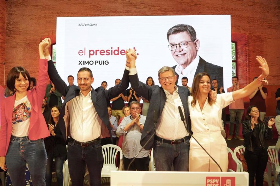 (I-D) Diana Morant, Carlos Fernández Bielsa, Ximo Puig Y Sandra Gómez