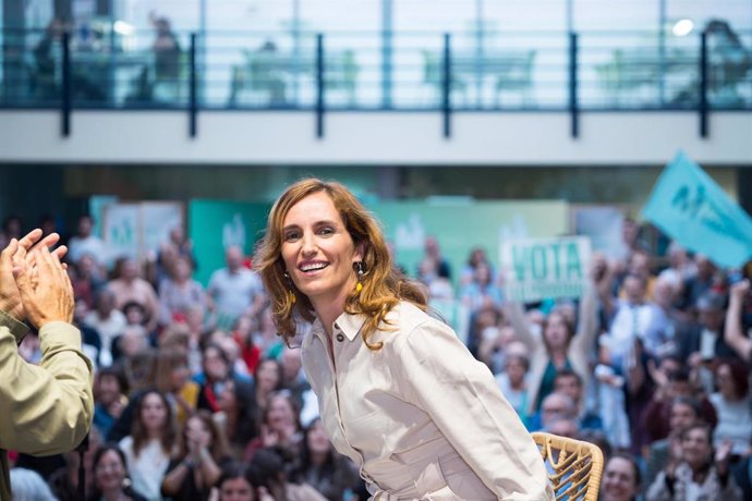 La candidata de Más Madrid a la Presidencia de la Comunidad, Mónica García, durante el acto de cierre de campaña de Más Madrid