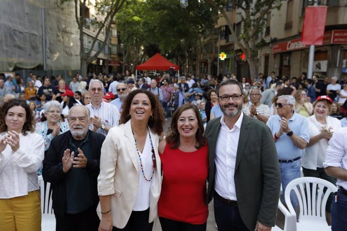 Cladera, Armengol e Hila en Palma, en el acto de cierre de campaña del PSIB.