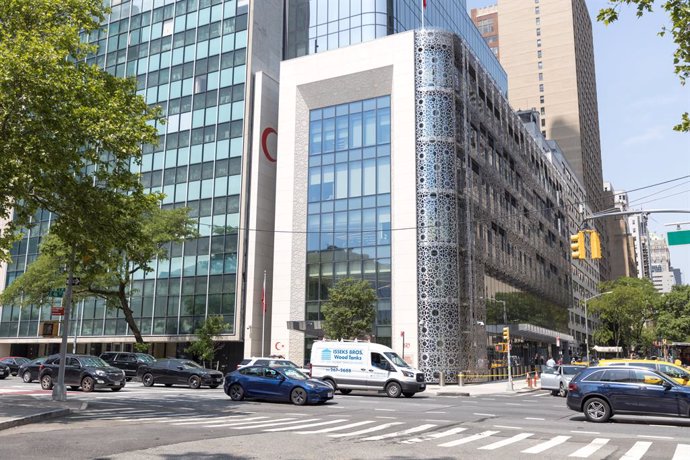 May 23, 2023, New York City, NY, USA: View of Turkish House (also called Turkevi Center) attacked by a man with an iron crowbar in New York, United States, on May 23, 2023. According to the information obtained, an unidentified person broke some windows