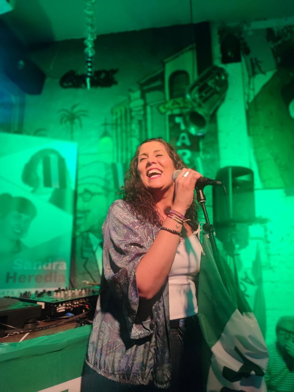 Sandra Heredia en el cierre de campaña