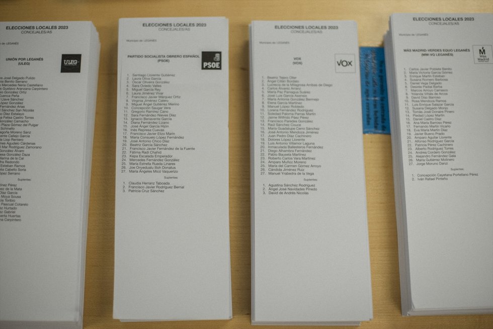 Preparación de la Jornada Electoral en un colegio en Madrid