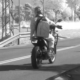 Motorista ocultando con la mano la matrícula para evitar un radar en la BV-1248