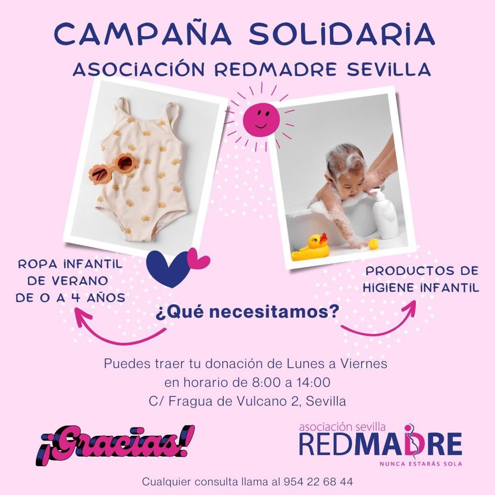 Campaña de recogida de ropa y productos de higiene infantil de Redmadre Sevilla