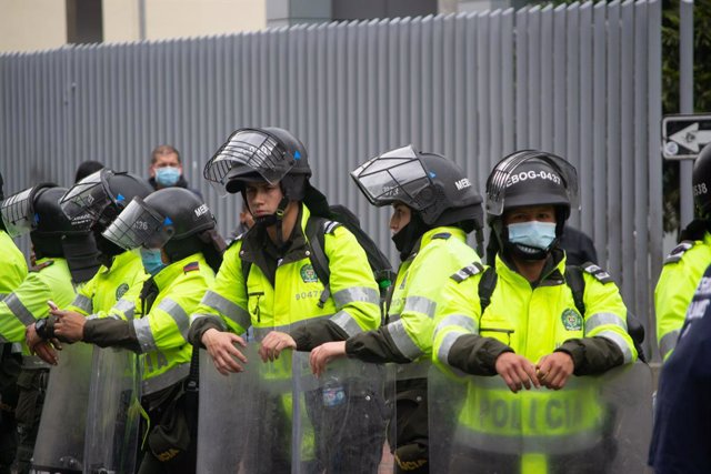 Archivo - April 28, 2022, Bogota, Cundinamarca, Colombia: Colombia's riot police are seen during the 28 of April commemorative demonstrations against the government of president Ivan Duque and violence, on April 28, 2022, in Bogota, Colombia. Photo by: Ma