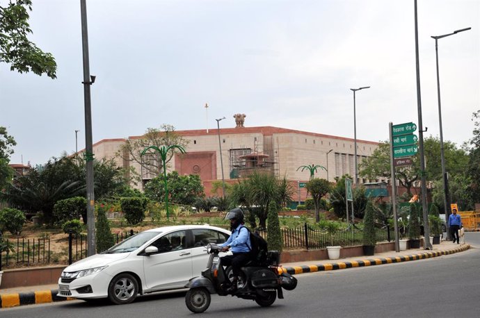 May 24, 2023, New Delhi, Delhi, India: New Parliment House Bulding work in progress on 24 may, 2023 where innaugration by Prime Minister of India Narendra Modi on 28th May 2023 coming Sunday , in new delhi on Wednesday