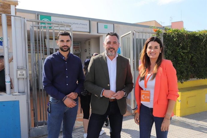 El presidente de CS Andalucía, Andrés Reche, tras votar el 28M