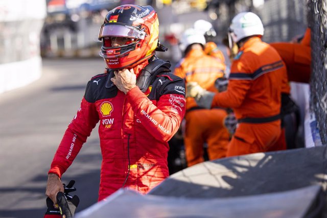 SAINZ Carlos (spa), Scuderia Ferrari SF-23, crash, accident at FP3 during the Formula 1 Grand Prix de Monaco 2023, 6th round of the 2023 Formula One World Championship from May 26 to 28, 2023 on the Circuit de Monaco, in Monaco - Photo Julien Delfosse / D
