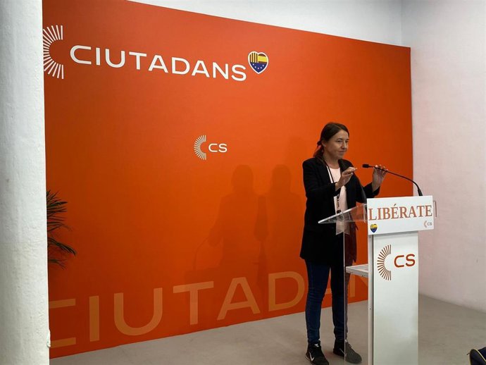 La número tres de las listas de Cs para Barcelona, Marina Bravo, este domingo en la sede del partido