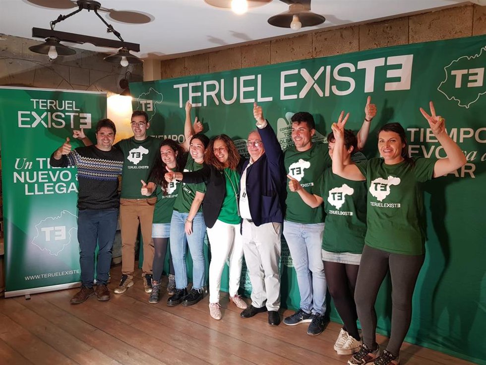 Noche electoral de Teruel Existe, tras confirmar que va a acceder, por primera vez, a las Cortes de Aragón.