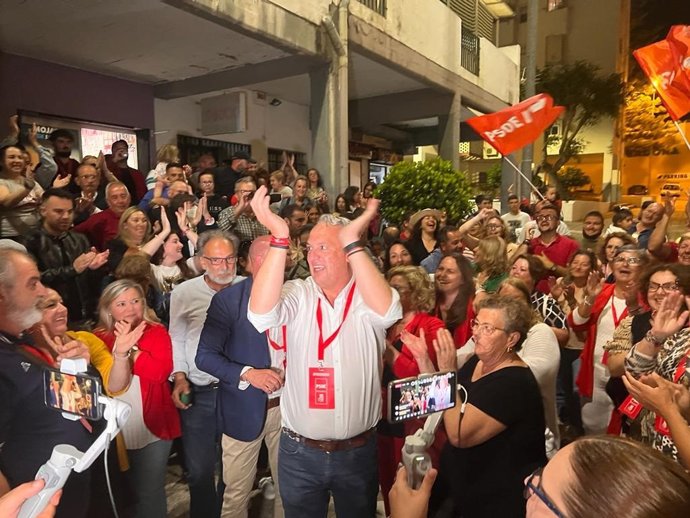 El secretario general del PSOE en la provincia de Cádiz, Juan Carlos Ruiz Boix, en la noche electoral del 28 de mayo