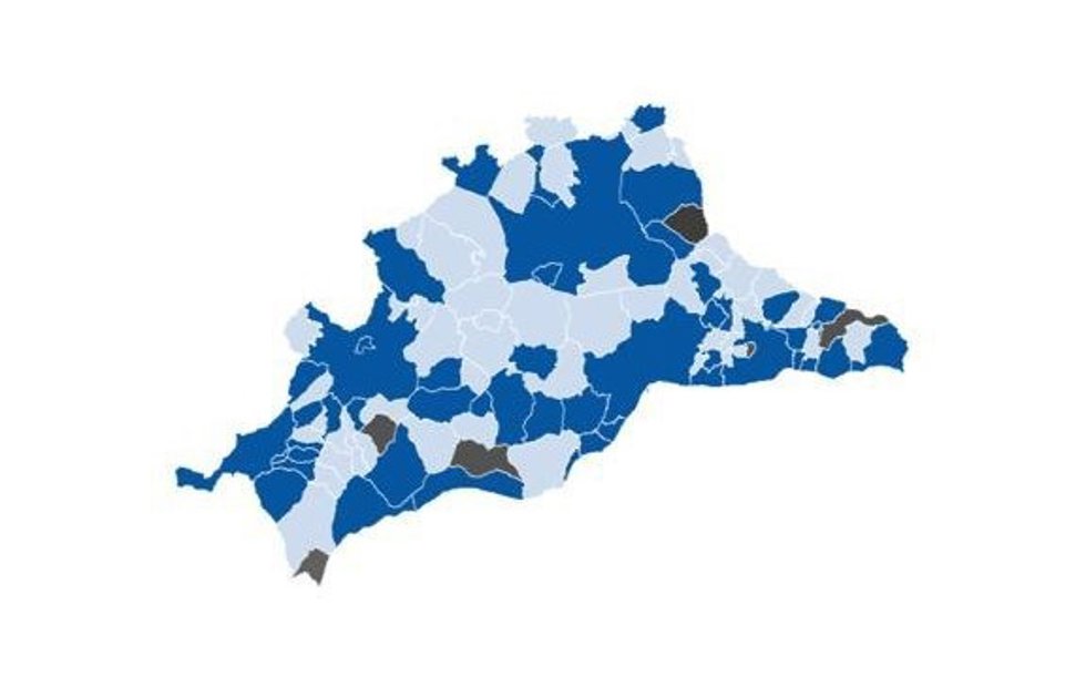Mapa de las elecciones municipales del 28M en la provincia de Málaga.