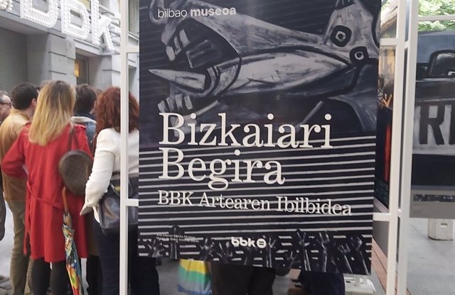 Cartel de la exposición de La Ruta del Arte BBK, "Miradas a Bizkaia"
